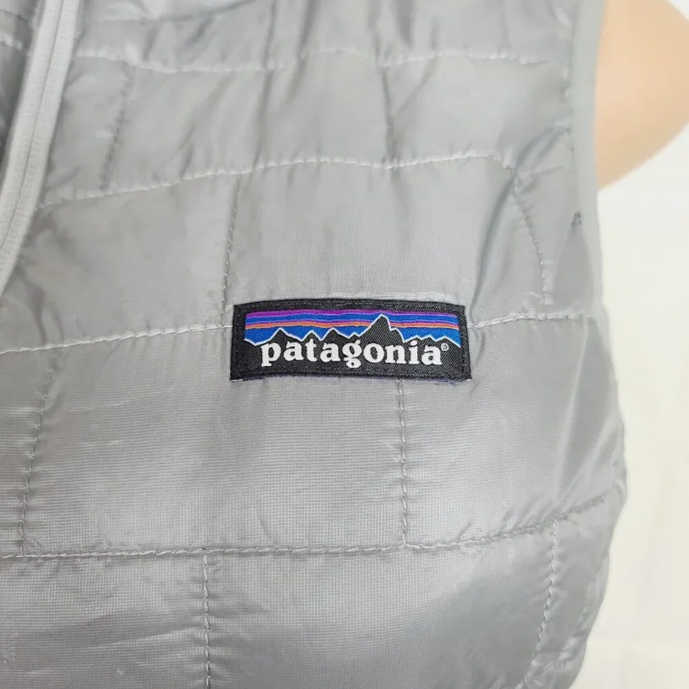 Patagonia Women's Gray Nano Puff Down Sleeveless Mock Neck Puffer Vest‎ Size M